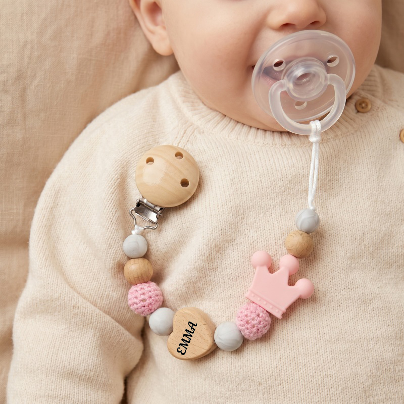 맞춤형 아기 공갈젖꼭지 클립 나무 하트 실리콘 크라운  - Baby Teethers 리뷰 및 가격