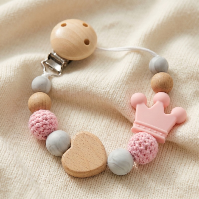 맞춤형 아기 공갈젖꼭지 클립 나무 하트 실리콘 크라운  - Baby Teethers 리뷰 및 가격