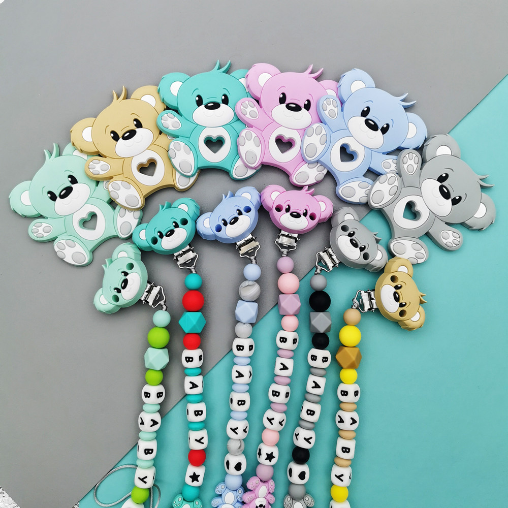 사용자 정의 영어 러시아어 실리콘 편지 이름 곰 실리콘 - Baby Teethers 리뷰 및 가격